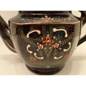Vintage Moraige Hand Painted Japanese Teapot, Brown Detailed Pattern